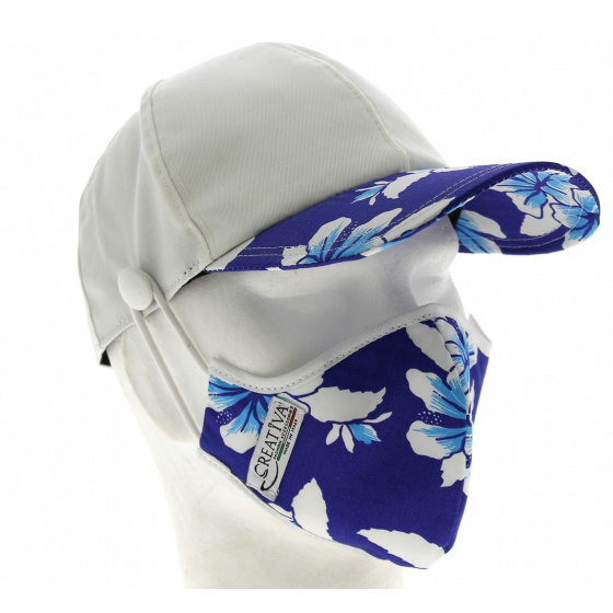 Baseball Cap + White & Blue Hawaii Cotton Mask Kit - Traclet