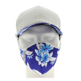 Baseball Cap + Mask Kit White & Blue Cotton Hawaii- Traclet