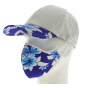 Kit Casquette Baseball + Masque Coton Blanc & Bleu Hawaii- Traclet