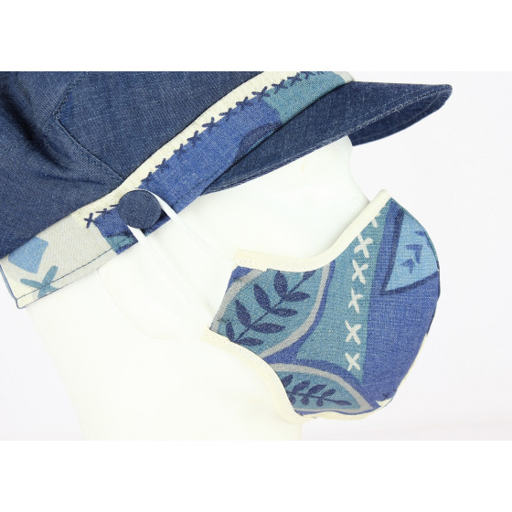 Stewart Cap + White & Blue Hawaii Cotton Mask Kit - Traclet