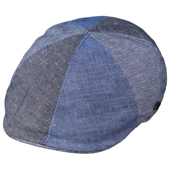Blue Linen & Cotton Patchwork Cap - Traclet