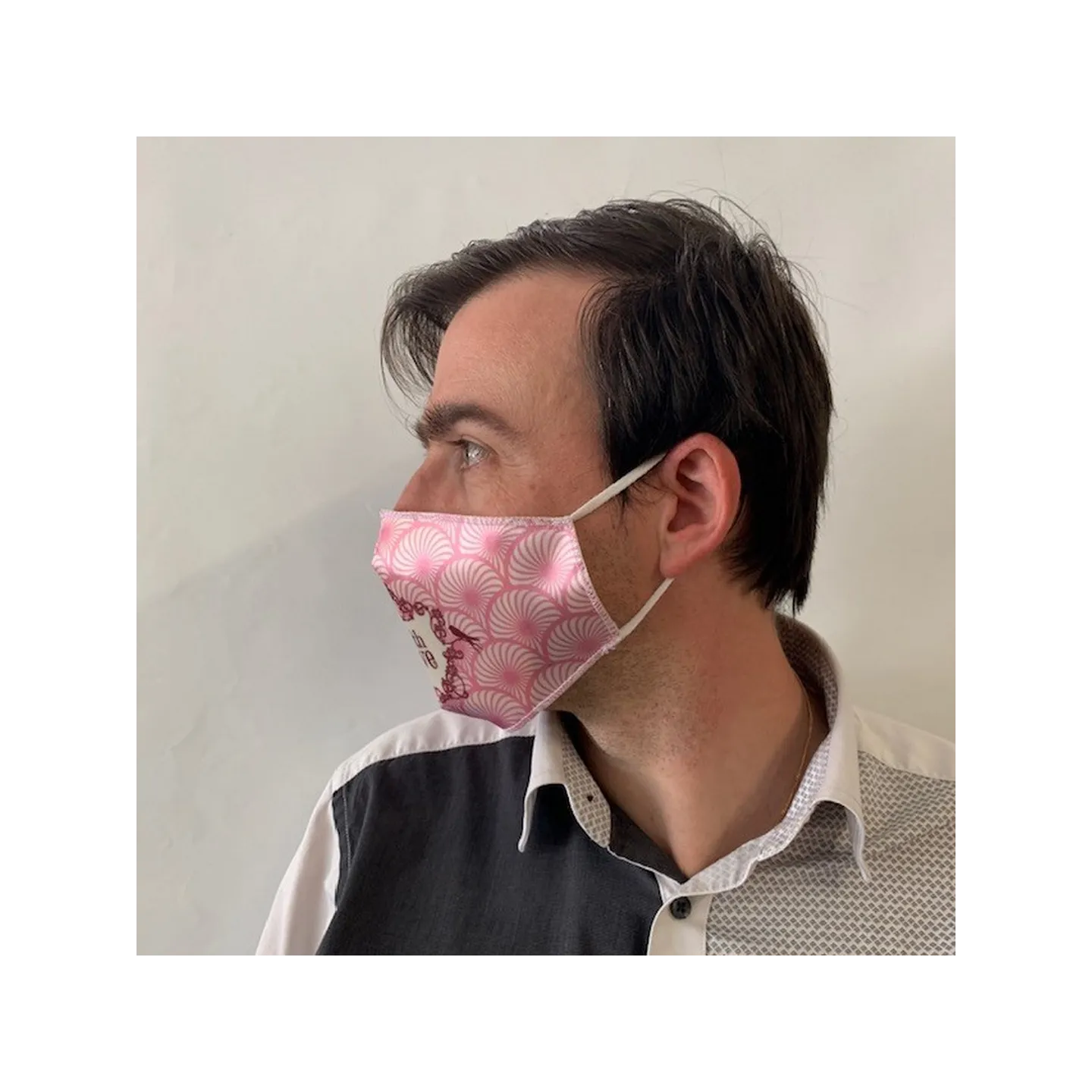 Masque "With Love" Rose Fantaisie Élastique Blanc- Traclet Reference : 10403 | Chapellerie Traclet