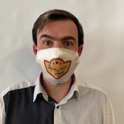 "Rock'N'Roll" White Elastic Fancy Mask - Traclet Reference: 10405 | Traclet Hat Shop