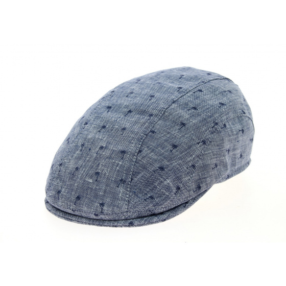Dean Flat Cap Linen Palm Tree Blue - Göttmann