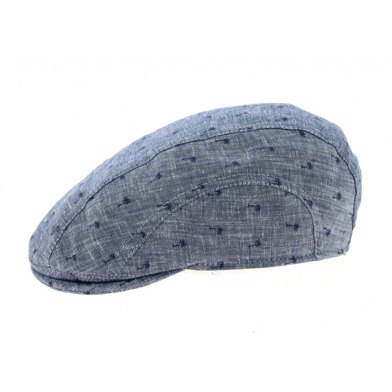 Dean Flat Cap Linen Palm Tree Blue - Göttmann Dean Flat Cap Linen Palm Tree Blue - Göttmann
