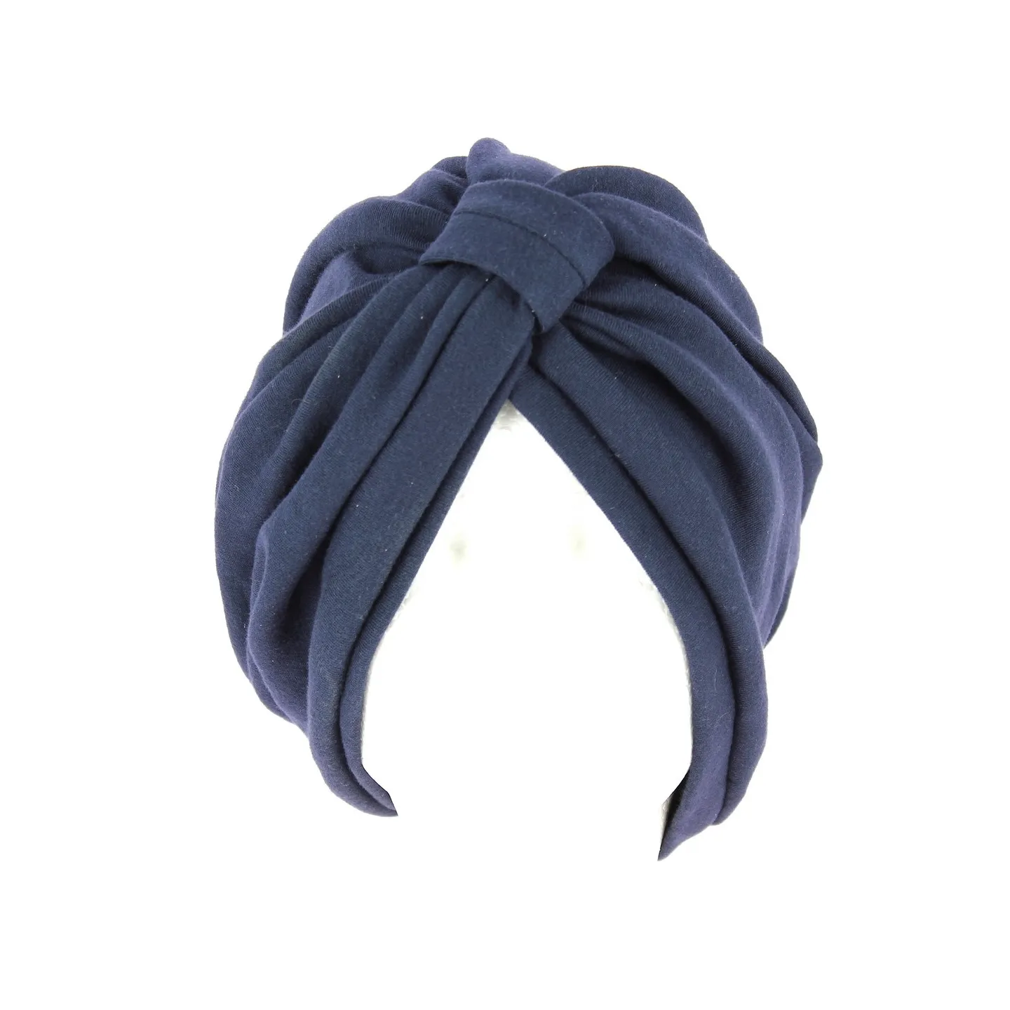 Navy Blue Cotton Chemotherapy Turban - Traclet Reference: 10485 | Chapellerie Traclet