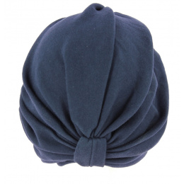 Sophie Navy Blue Cotton Chemotherapy Turban - Traclet