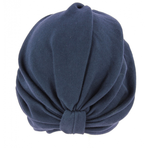 Sophie Navy Blue Cotton Chemotherapy Turban - Traclet Sophie Navy Blue Cotton Chemotherapy Turban - Traclet