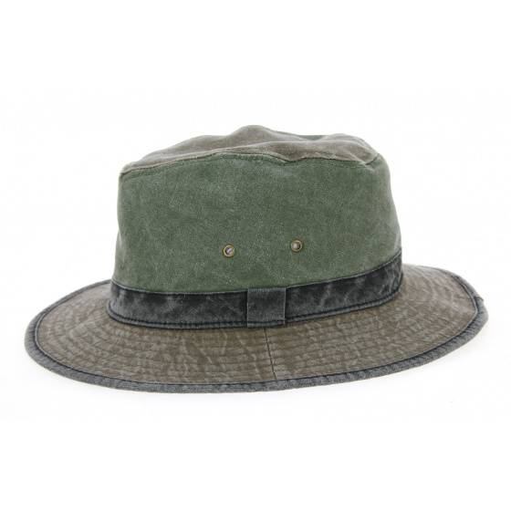 Cotton Safari Hat Logan Olive & Brown - Traclet Cotton Safari Hat Logan Olive & Brown - Traclet