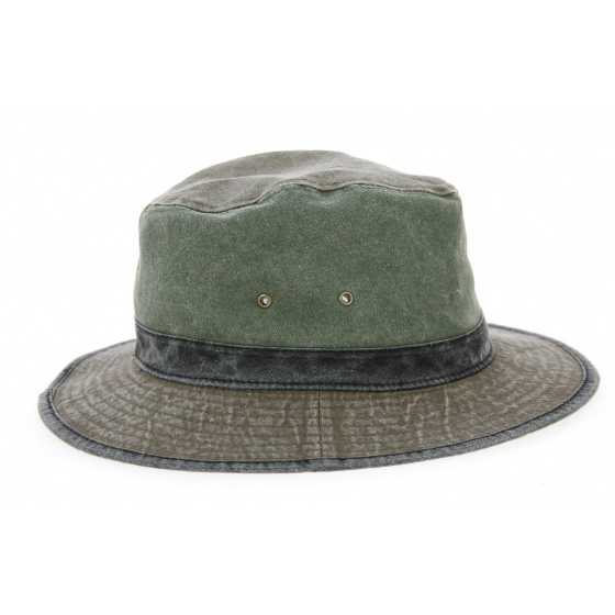 Cotton Safari Hat Logan Olive & Brown - Traclet Cotton Safari Hat Logan Olive & Brown - Traclet