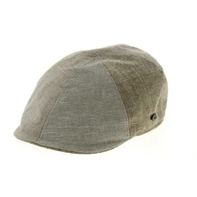 Rounded Patchwork Linen & Cotton Cap in Beige - Traclet Reference: 10510 | Traclet Hat Shop