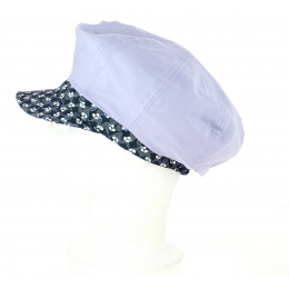 Sophie Newsboy Cap Lilac/Blue Cotton - Crambes
