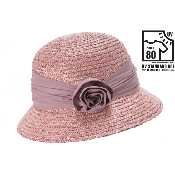 Calvi Straw Cloche Hat Old Rose - Seeberger