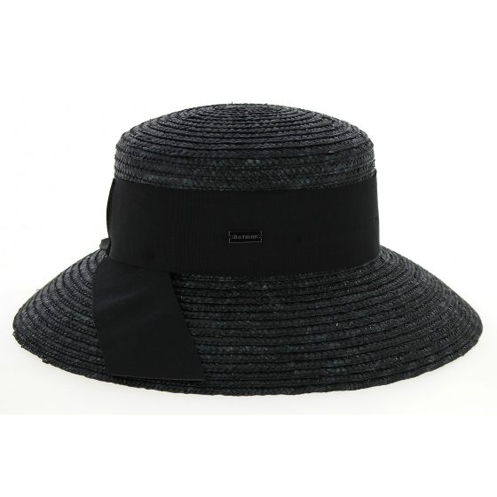 Riviera Natural Straw Wide-Brimmed Hat in Black - Betmar