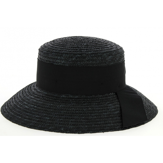 Riviera Natural Straw Wide-Brimmed Hat in Black - Betmar