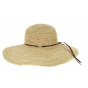 Monique Raffia Straw Wide-Brimmed Hat with Brown Leather - Traclet