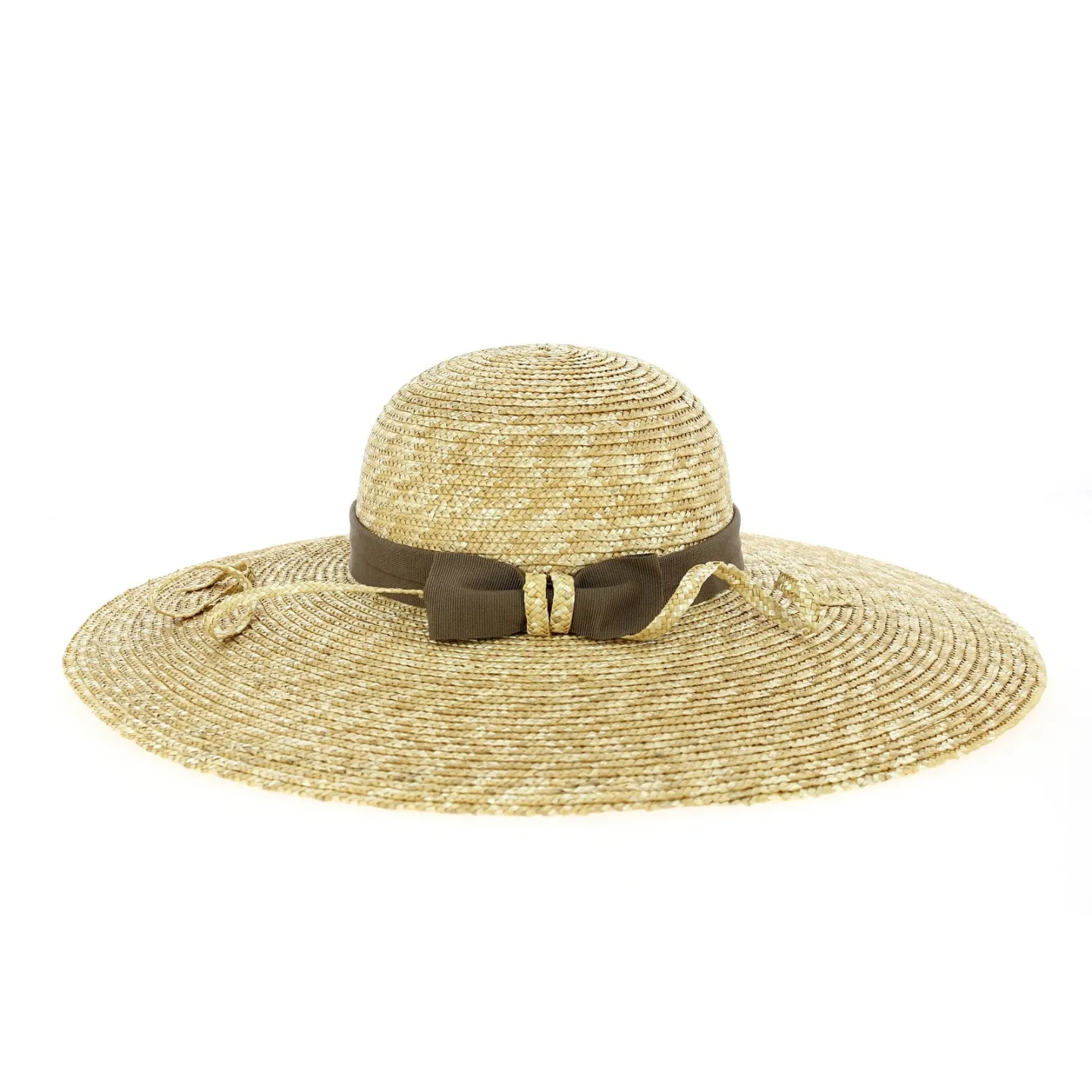 Natural Straw Wide Brim Hat Daisie with Brown Ribbon - Traclet Reference: 10557 | Traclet Hatmakers