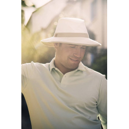 Parisian Medium Brim Hat White & Beige - Soway