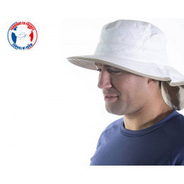Chapeau Bordelais Moyen Bord avec Protège-Nuque Blanc- Soway