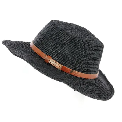 Renoa Black Raffia Straw Women's Hat - Traclet Reference: 10576 | Traclet Millinery