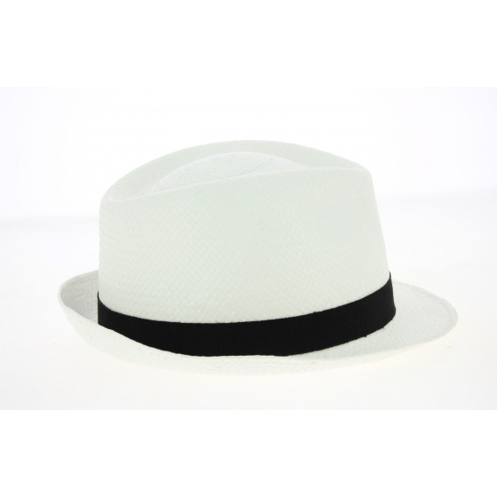 White Paper Straw Scapello Trilby Hat - Traclet White Paper Straw Scapello Trilby Hat - Traclet