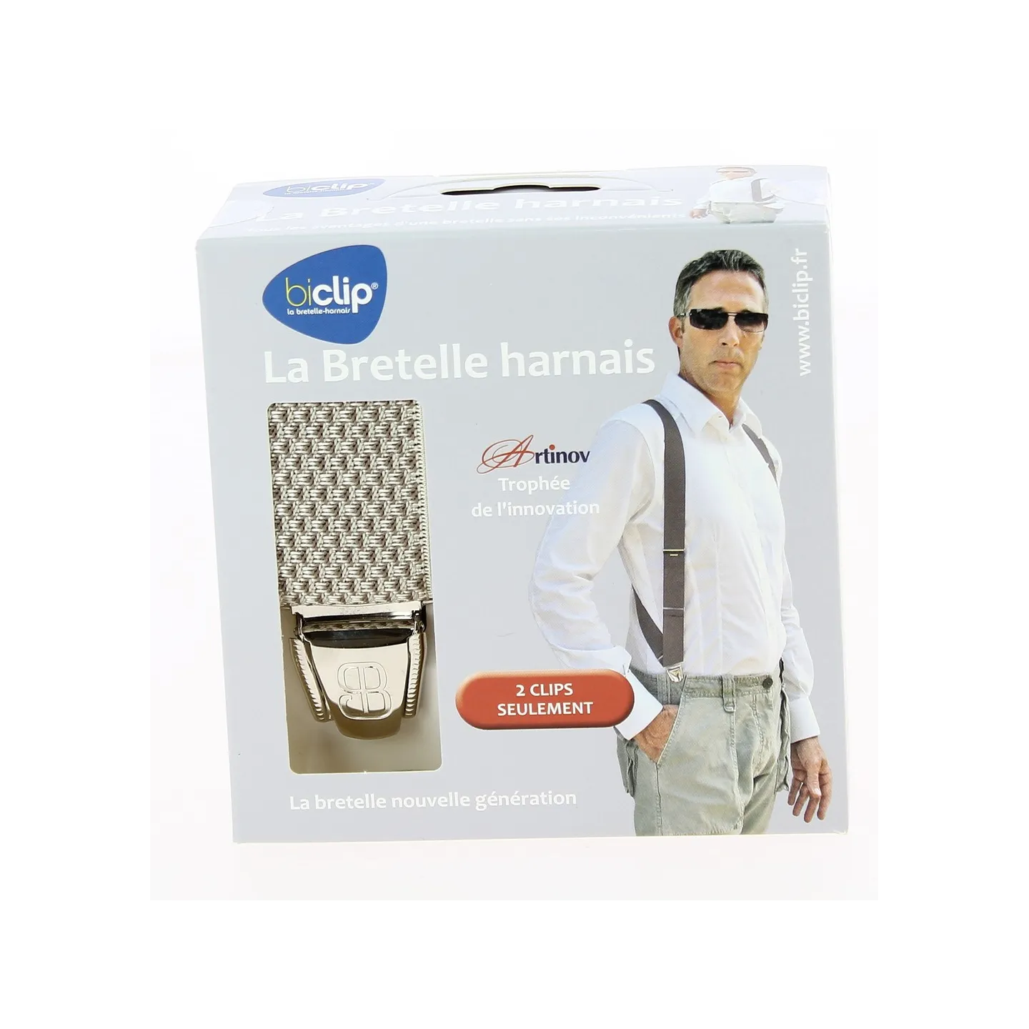 Biclip® Diamond Pattern Fancy Harness Suspenders Beige - Biclip Reference: 10585 | Chapellerie Traclet