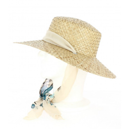 Milazzo Natural Straw Sun Hat with Scarf - Traclet