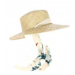 Milazzo Natural Straw Sun Hat with Scarf - Traclet