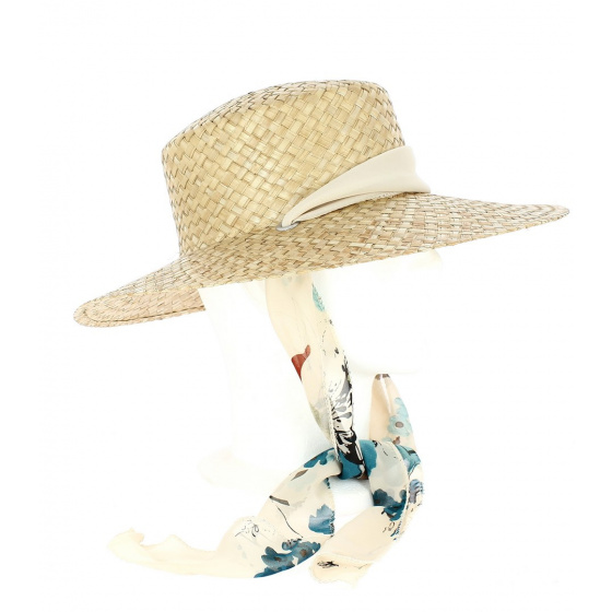 Milazzo Natural Straw Sun Hat with Scarf - Traclet Milazzo Natural Straw Sun Hat with Scarf - Traclet