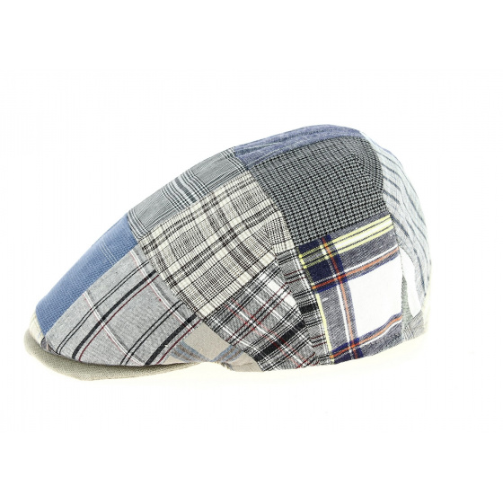 Flat Cap Boho Style Patchwork Cotton Grey - Traclet