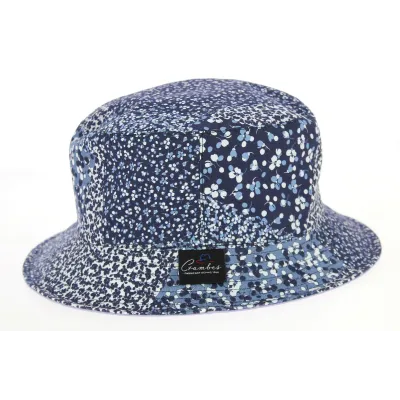 Chapeau Bob Blandine Coton Réversible Bleu- Crambes  Reference : 10594 | Chapellerie Traclet