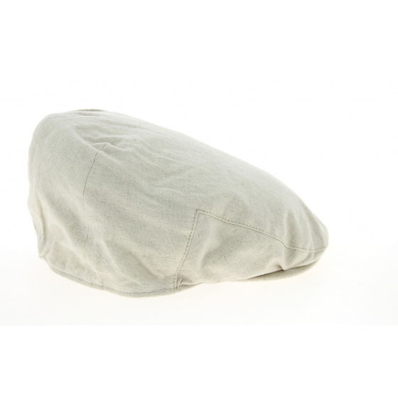 Stone Linen Flat Cap - Traclet Stone Linen Flat Cap - Traclet