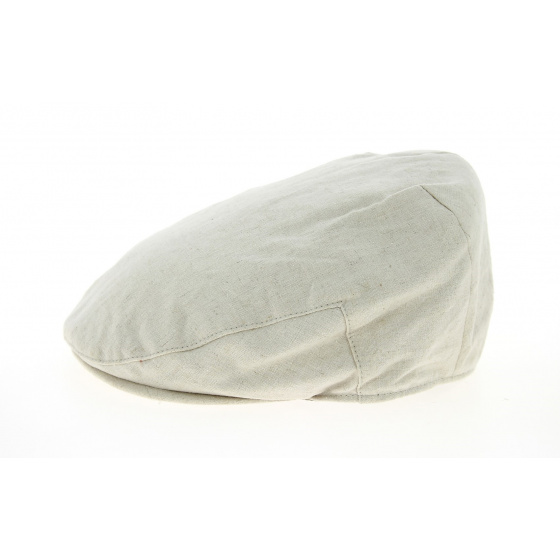Stone Linen Flat Cap - Traclet Stone Linen Flat Cap - Traclet