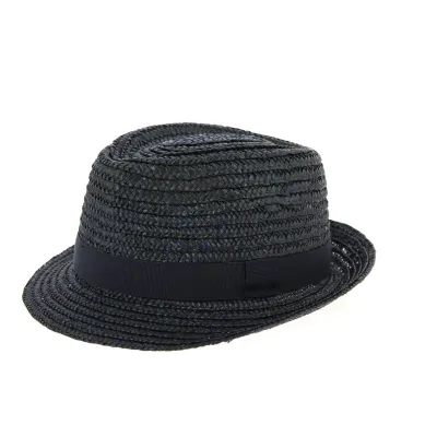 Navy Blue Natural Straw Pachuca Trilby Hat - Traclet Reference: 10605 | Traclet Hat Shop