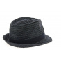 Pachuca Trilby Hat Natural Straw Navy Blue - Traclet