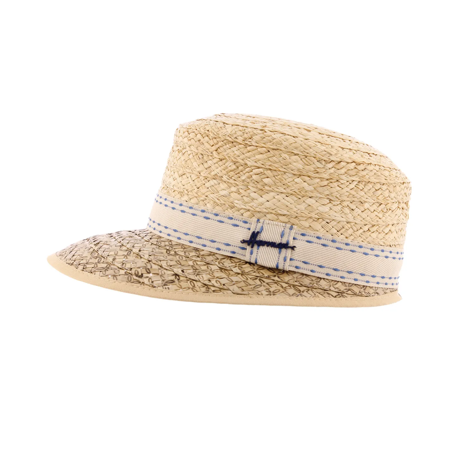 WoodStock Straw Cap with fancy ribbon - Herman Reference: 6935 | Traclet Hat Shop