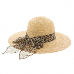 Secret Brown Leopard Straw Wide-Brimmed Hat - Herman