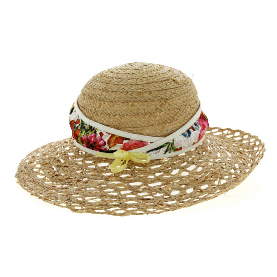 Esthete Pink & Orange wide-brimmed straw hat