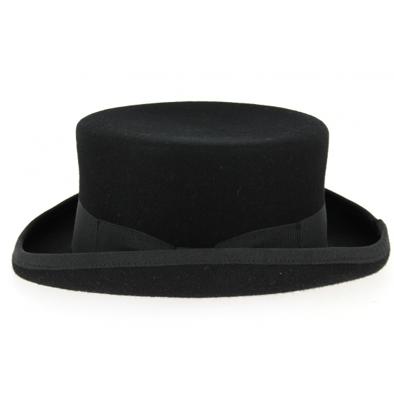 Black Felt Semi Top Hat - Fléchet Black Felt Semi Top Hat - Fléchet