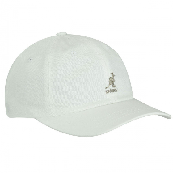 White Cotton Washed Baseball Cap - Kangol
