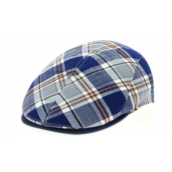 Blue Striped Cotton Teddy Flat Cap - Traclet