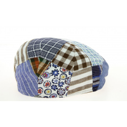 Amos Patchwork Cotton & Linen Flat Cap- Traclet