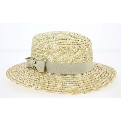 women's boater - boater hat shop beige ribbon Reference: 3648 | Chapellerie Traclet