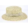 canotier femme - boutique de canotier ruban beige Reference : 3648 | Chapellerie Traclet