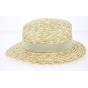 Women's Sidonie Boater Natural Straw Beige Ribbon - Traclet