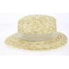 canotier femme - boutique de canotier ruban beige Reference : 3648 | Chapellerie Traclet