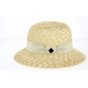 Solène Straw Cloche Hat with Beige Ribbon - Traclet