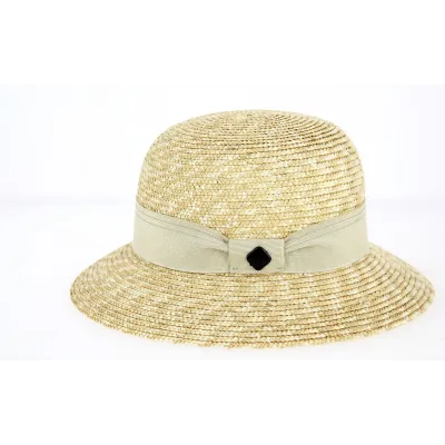 Solène Straw Cloche Hat with Beige Ribbon - Traclet Reference: 10646 | Traclet Hat Shop