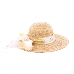Queen Jungle Wide-Brimmed Hat Orange Floral Pattern - Herman