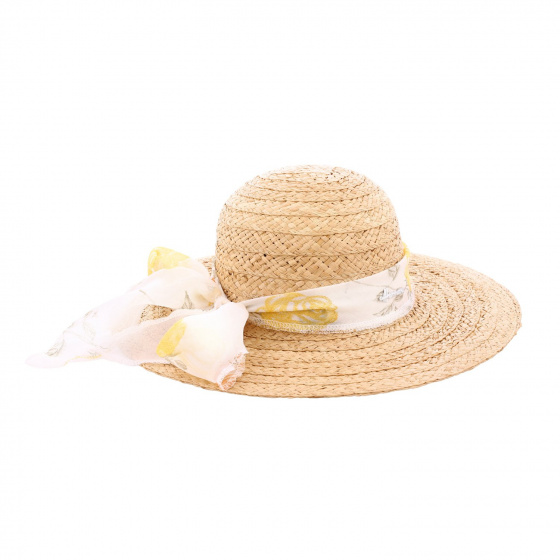 Queen Jungle Wide-Brimmed Hat Orange Floral Pattern - Herman